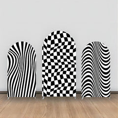 Aperturee - Black White Zebra Prints Plaid Arch Backdrop Kit