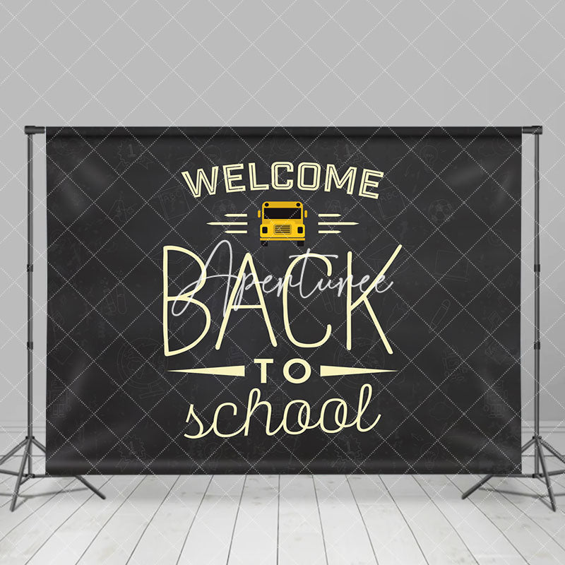 Aperturee - Black Yellow Bus Welcome Back To School Backdrop