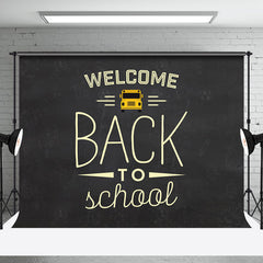 Aperturee - Black Yellow Bus Welcome Back To School Backdrop