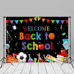 Aperturee - Blackboard Book Ball Flag Back To School Backdrop