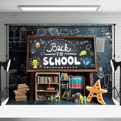 Aperturee - Blackboard Brick Wall Books Back To School Backdrop