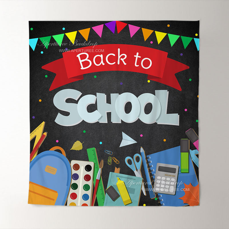 Aperturee - Blackboard Colorful Flag Back To School Backdrop