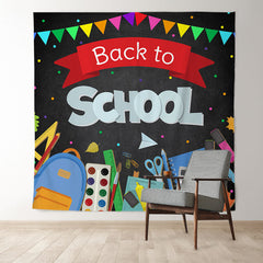 Aperturee - Blackboard Colorful Flag Back To School Backdrop