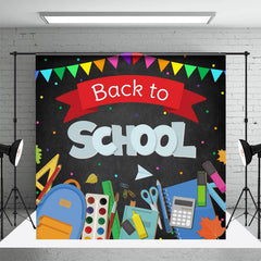 Aperturee - Blackboard Colorful Flag Back To School Backdrop