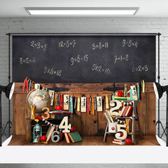 Aperturee - Blackboard Math Wood Retro Wall Cake Smash Backdrop