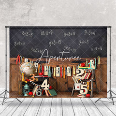 Aperturee - Blackboard Math Wood Retro Wall Cake Smash Backdrop