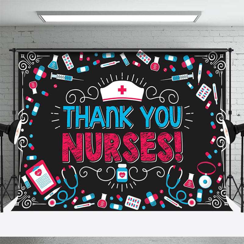 Aperturee - Blackboard Medicine Cap National Nurses Day Backdrop