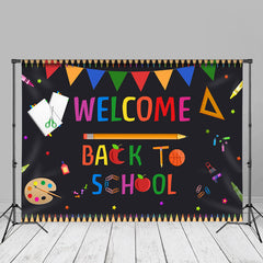 Aperturee - Blackoard Flags Welcome Back To School Backdrop