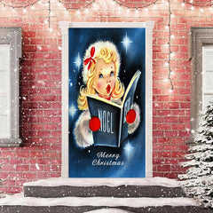 Aperturee - Blonde Girl Book Singing Merry Christmas Door Cover