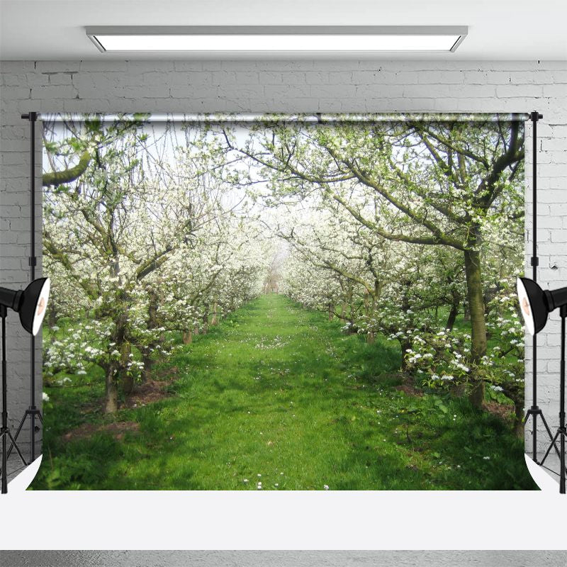 Aperturee - Blooming Flowers Apple Tree Spring Backdrop For Portrait