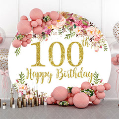 Aperturee - Blooming Flowers Women Round 100th Birthday Backdrop