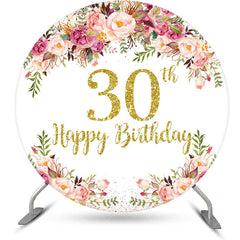 Aperturee - Blooming Flowers Women Round 30th Birthday Backdrop