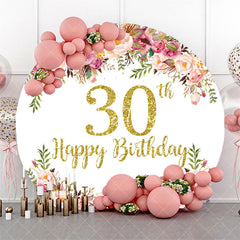 Aperturee - Blooming Flowers Women Round 30th Birthday Backdrop