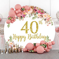 Aperturee - Blooming Flowers Women Round 40th Birthday Backdrop