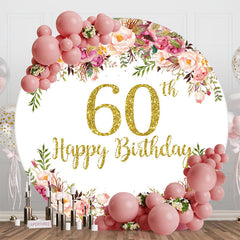 Aperturee - Blooming Flowers Women Round 60th Birthday Backdrop