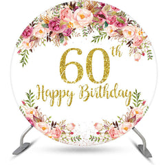 Aperturee - Blooming Flowers Women Round 60th Birthday Backdrop