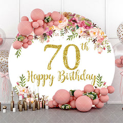 Aperturee - Blooming Flowers Women Round 70th Birthday Backdrop