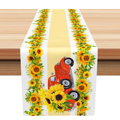 Aperturee - Blooming Sunflower Red Track Table Runner For Summer