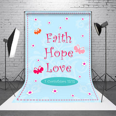 Aperturee - Blue 1 Corinthiars 13:13 Faith Hope Love Backdrop