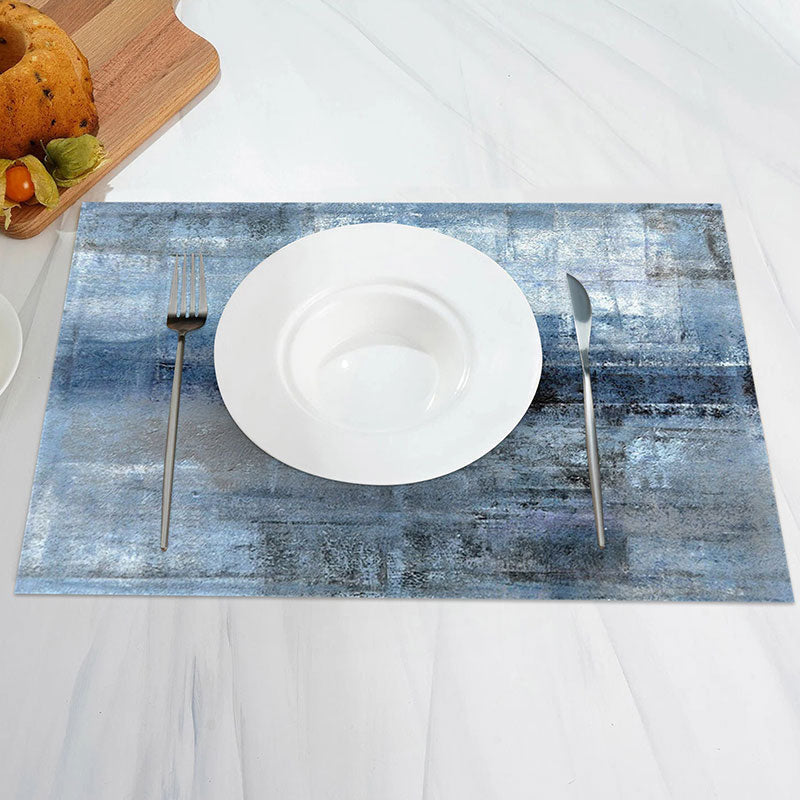 Aperturee - Blue Abstract Art Painting Dining Set Of 4 Placemats