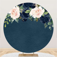 Aperturee Blue And Floral Simple Lovely Circle Backdrop For Girl