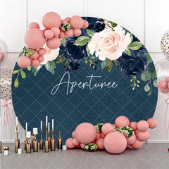 Aperturee Blue And Floral Simple Lovely Circle Backdrop For Girl