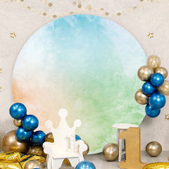 Aperturee - Blue And Green Round Birthday Party Backdrop