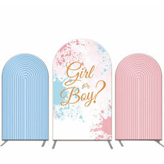 Aperturee Blue And Pink Texture Gender Reveal Arch Backdrop Kit