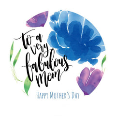 Aperturee - Blue And Purple Floral Round Happy Mothers Day Backdrop