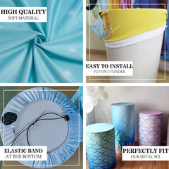 Aperturee - Blue And Purple Mermaid Round Birthday Backdrop Kit