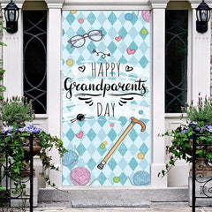 Aperturee - Blue Argyle Happy Grandparents Day Party Door Cover