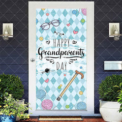 Aperturee - Blue Argyle Happy Grandparents Day Party Door Cover