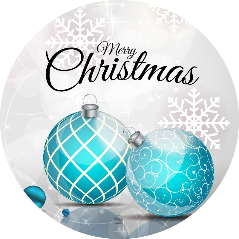 Aperturee - Blue Ball And Grey Bokeh Round Christmas Backdrop