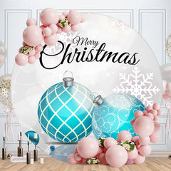 Aperturee - Blue Ball And Grey Bokeh Round Christmas Backdrop