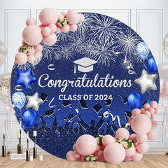 Aperturee Blue Balloon Congrats Class 2023 Grad Round Backdrop