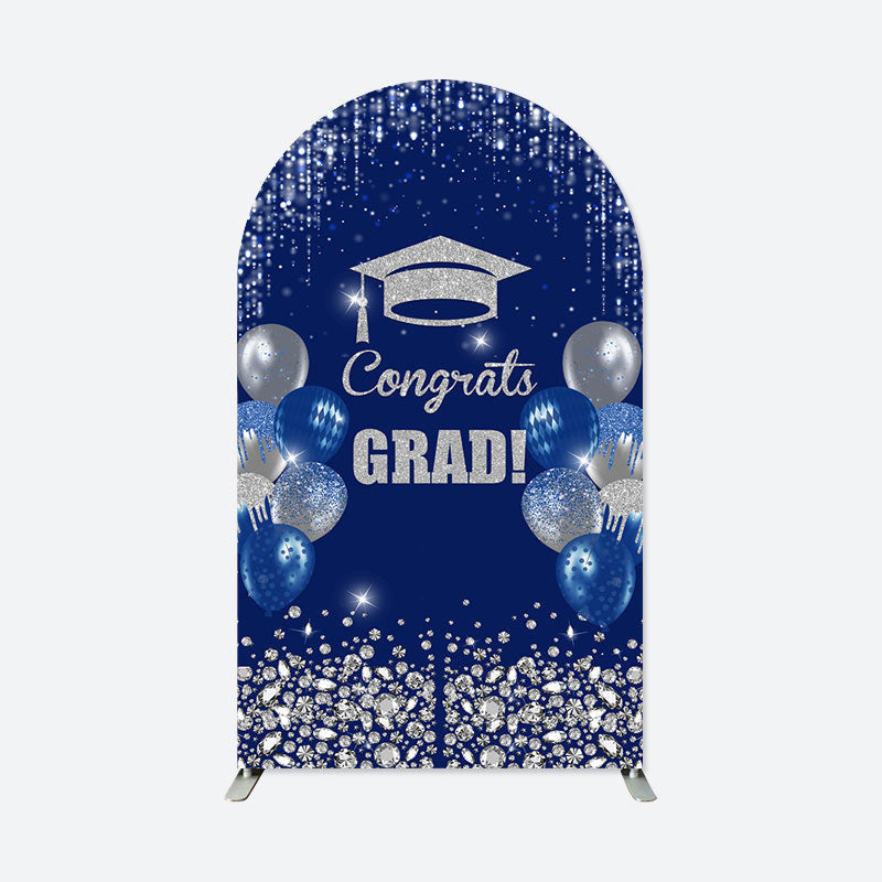 Aperturee - Blue Balloon Glitter Congrats Grad Arch Backdrop