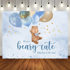 Aperturee - Blue Balloons and Cute Teddy Bear Baby Shower Backdrop