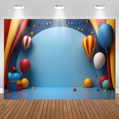 Aperturee - Blue Balloons Curtain 1st Birthday Backdrop For Kits