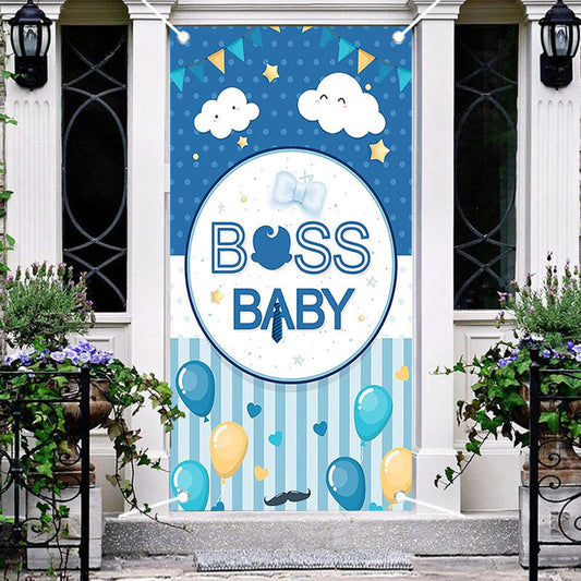 Blue Balloons Spots Boss Baby Shower Door Cover Aperturee