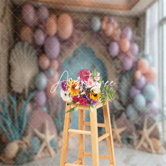 Aperturee - Blue Balloons Summer Coastal Cake Smash Backdrop