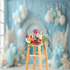 Aperturee - Blue Beach Balloons Summer Backdrop For Cake Smash