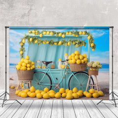 Aperturee - Blue Bicycle Cupboard Lemons Sky Photo Backdrop