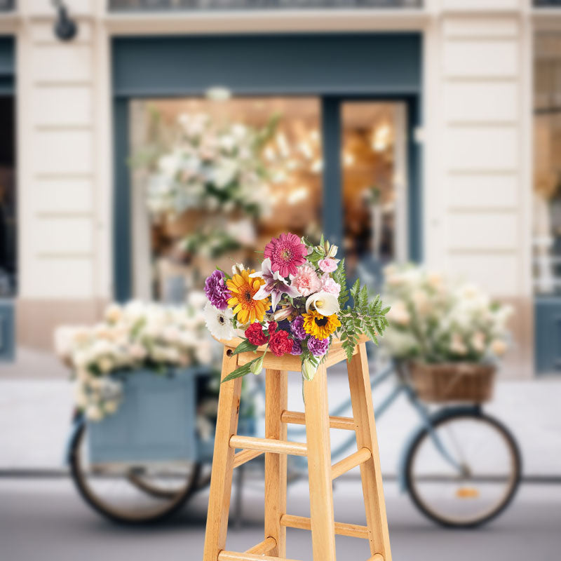 Aperturee - Blue Bicycle Florist Spring Photography Backdrop