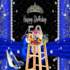 Aperturee - Blue Black Diamonds Highheel 50th Birthday Backdrop