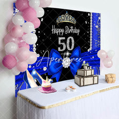 Aperturee - Blue Black Diamonds Highheel 50th Birthday Backdrop