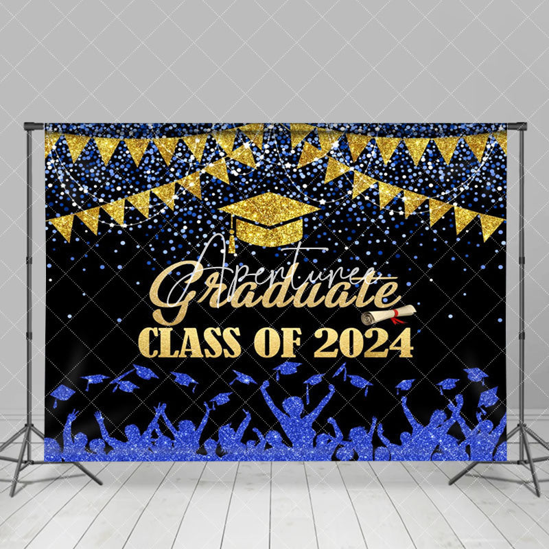 Aperturee - Blue Black Gold Class 2024 Graduation Party Backdrop