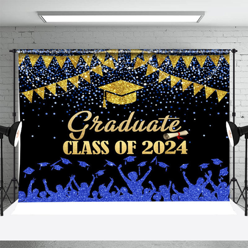 Aperturee - Blue Black Gold Class 2024 Graduation Party Backdrop