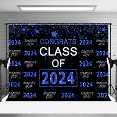 Aperturee - Blue Black Repeat Congrats Grad Graduation Backdrop