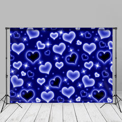 Aperturee - Blue Bokeh Heart Valentines Day Portrait Backdrop