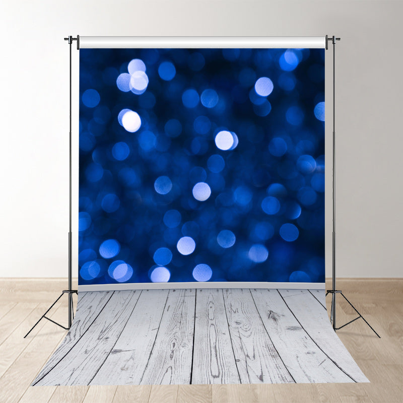 Aperturee - Blue Bokeh White Wood Professional Photography Backdrop